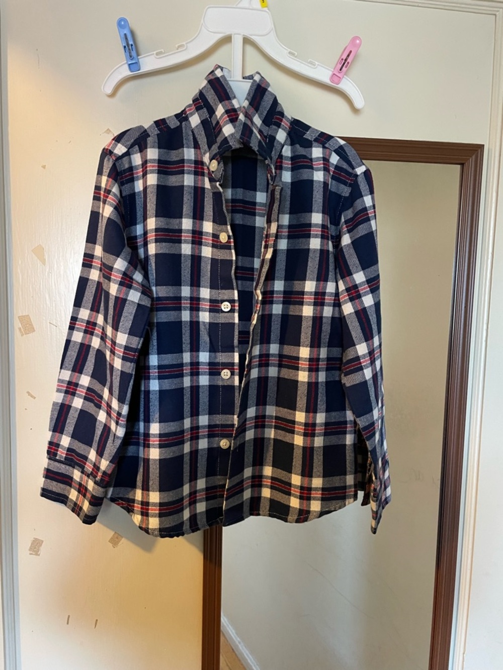 Kids Navy Plaid Button-Up Shirt Jacket